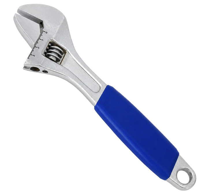 S610 Adjustable Wrench, Chrome Plated with Molded Grip Handle